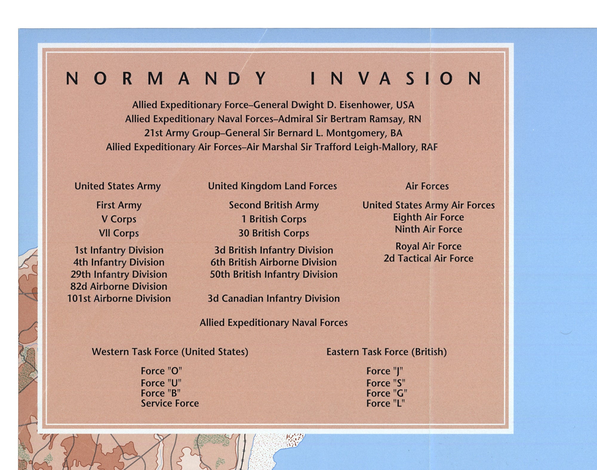 Normandy Invasion Map D-Day the 6th of June 1944