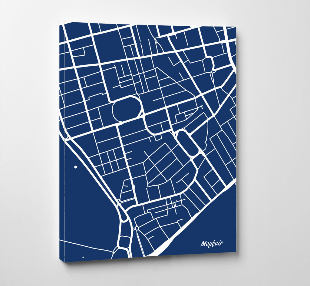 Mayfair London City Street Map Print Feature Wall Art Poster