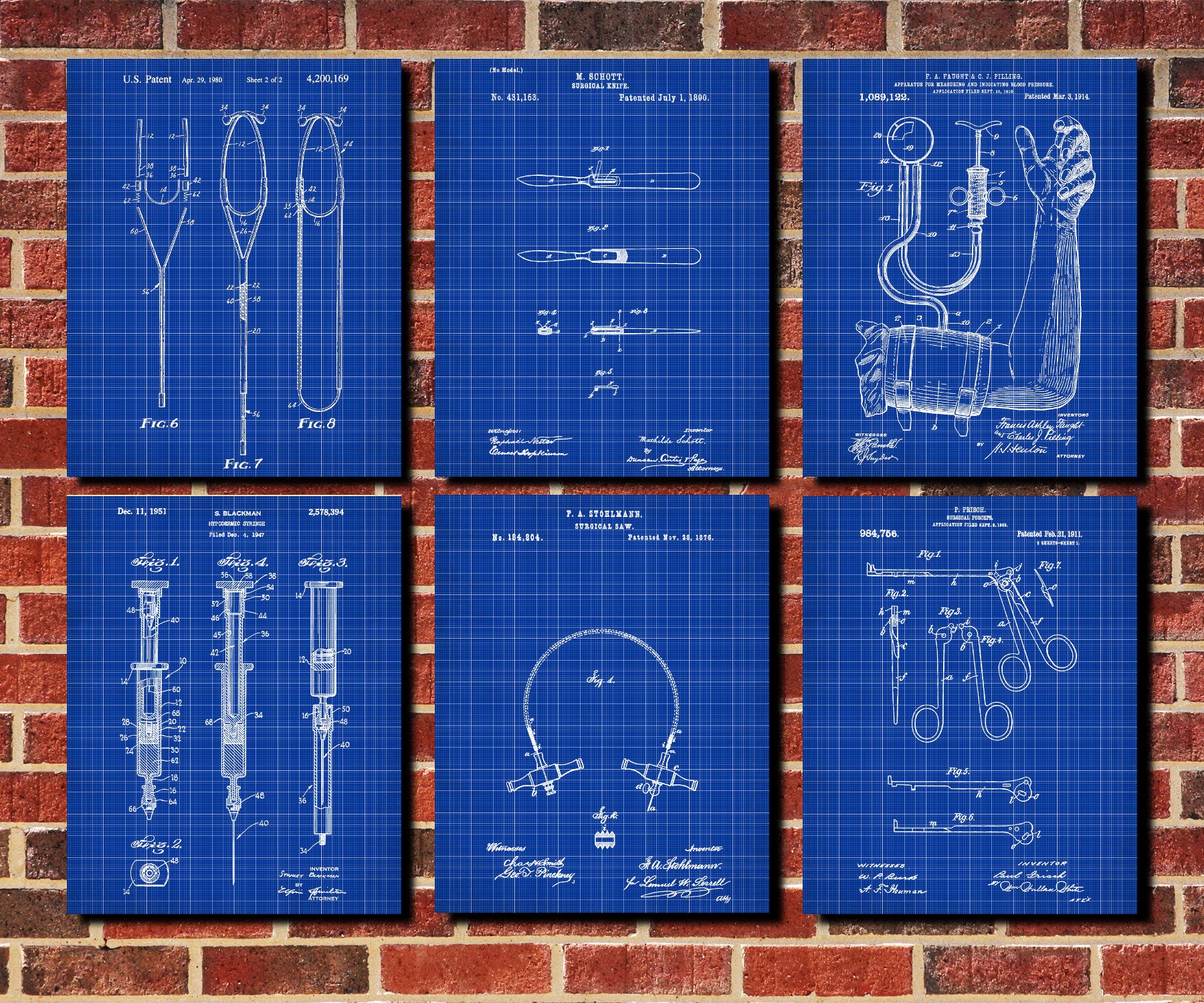 Medical Patent Prints Set 6 Doctor Nurse Art Posters - OnTrendAndFab