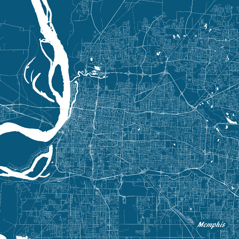 Memphis, Tennessee City Street Map Print Custom Wall Map