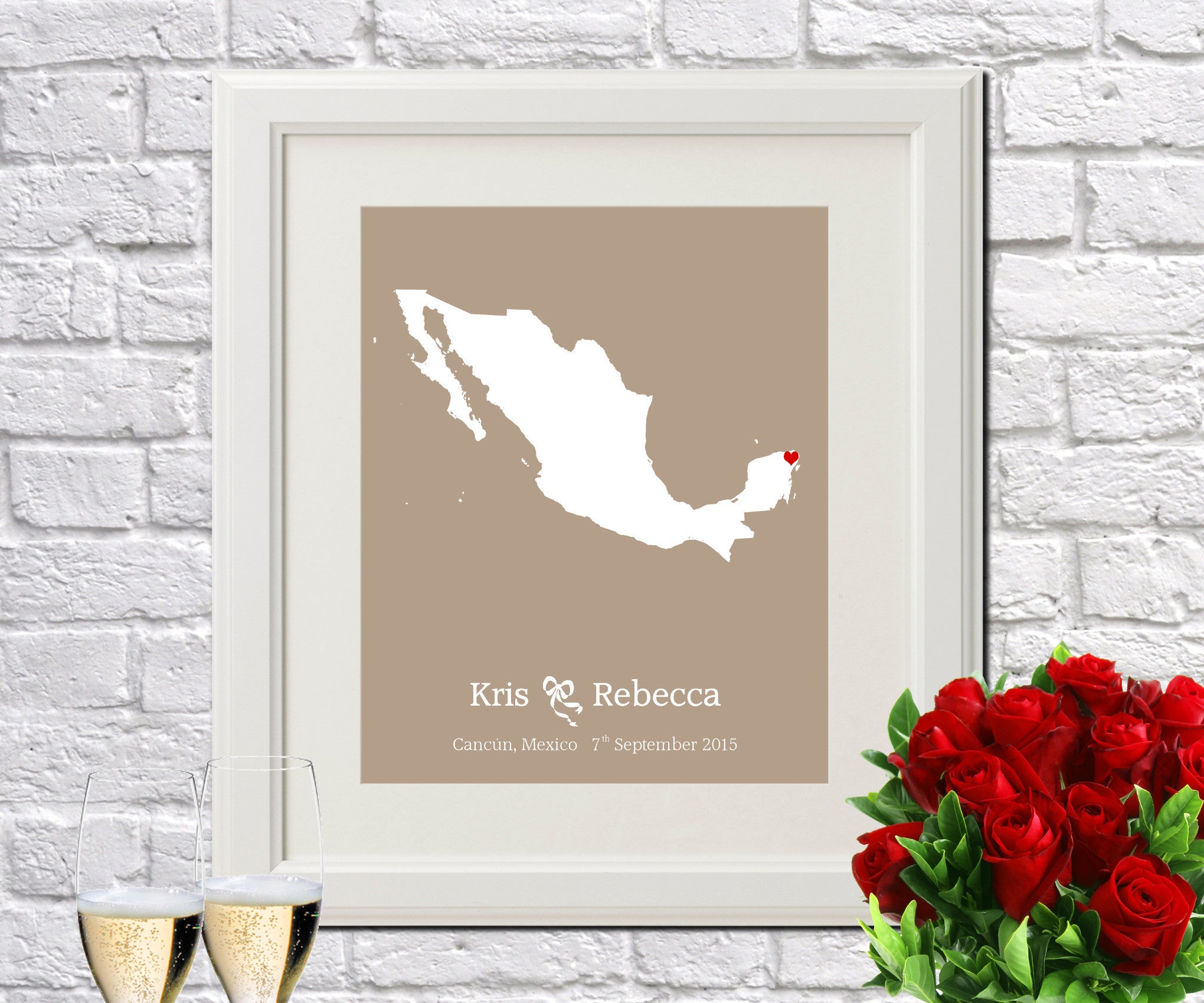 Mexico Custom Wedding Engagement Art Print - OnTrendAndFab