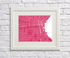 Milwaukee City Street Map Print Feature Wall Art Poster