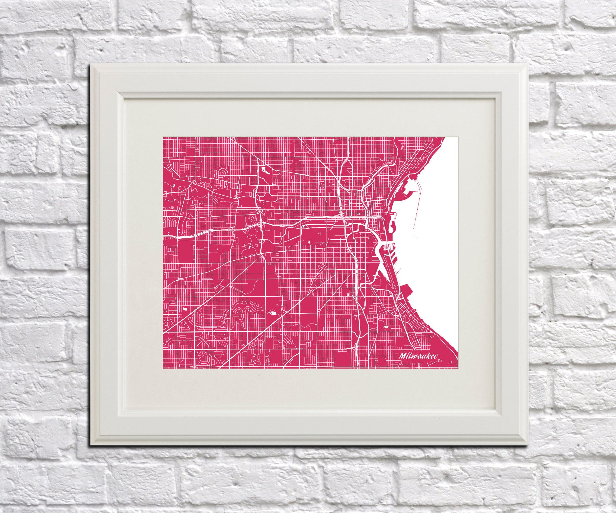 Milwaukee City Street Map Print Feature Wall Art Poster