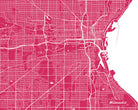 Milwaukee City Street Map Print Feature Wall Art Poster
