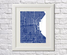 Milwaukee City Street Map Print Feature Wall Art Poster