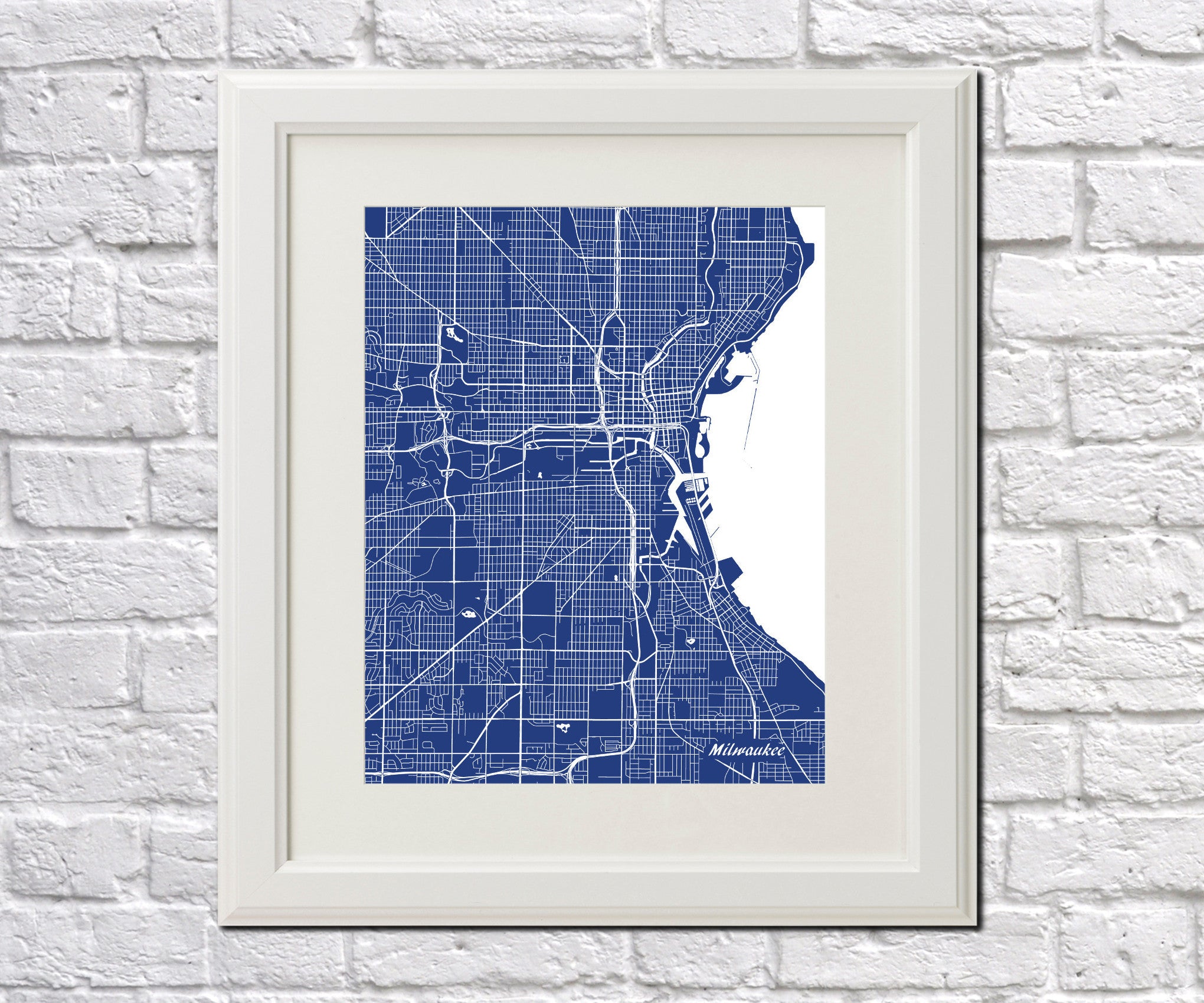 Milwaukee City Street Map Print Feature Wall Art Poster