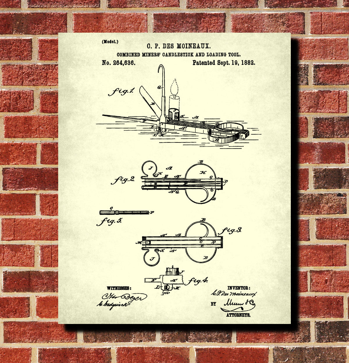 Lamp, Loading Tool Patent Print Gold Rush Mining Poster