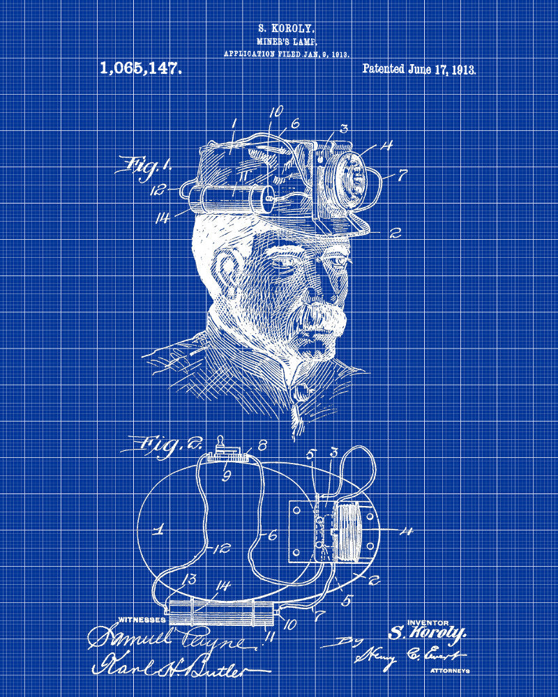 Lamp Patent Print Gold Rush Mining Poster