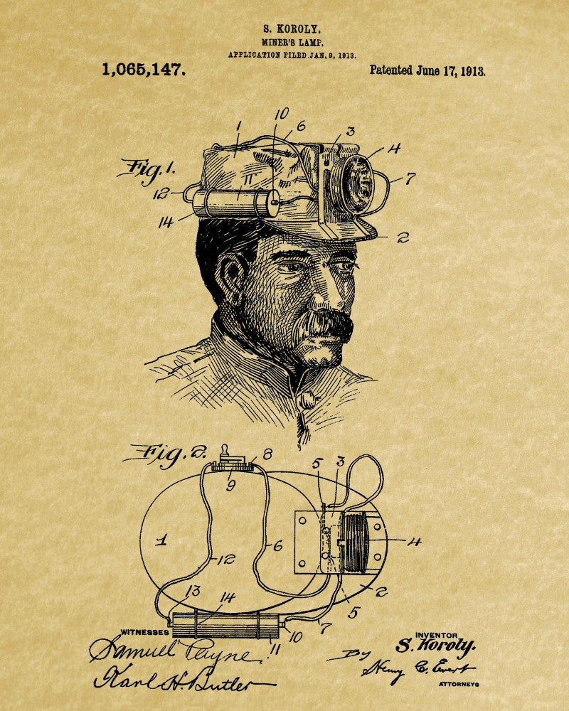 Lamp Patent Print Gold Rush Mining Poster