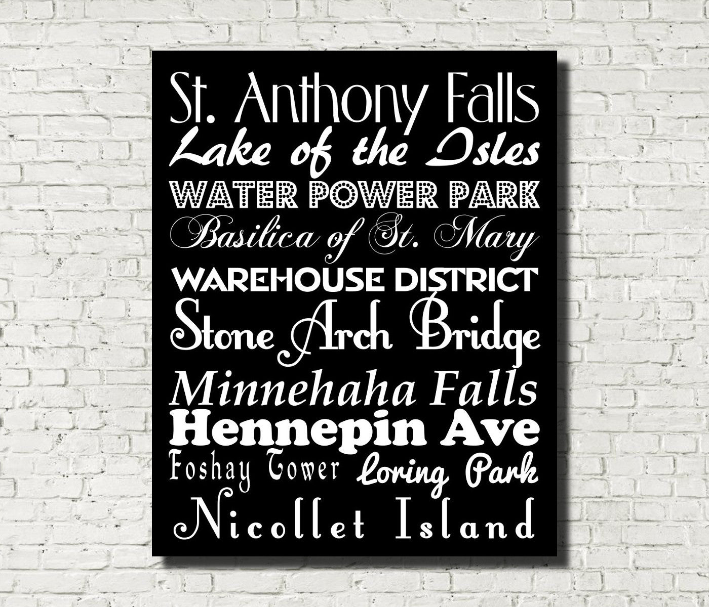 Minneapolis Neighbourhood Print Typography Scroll