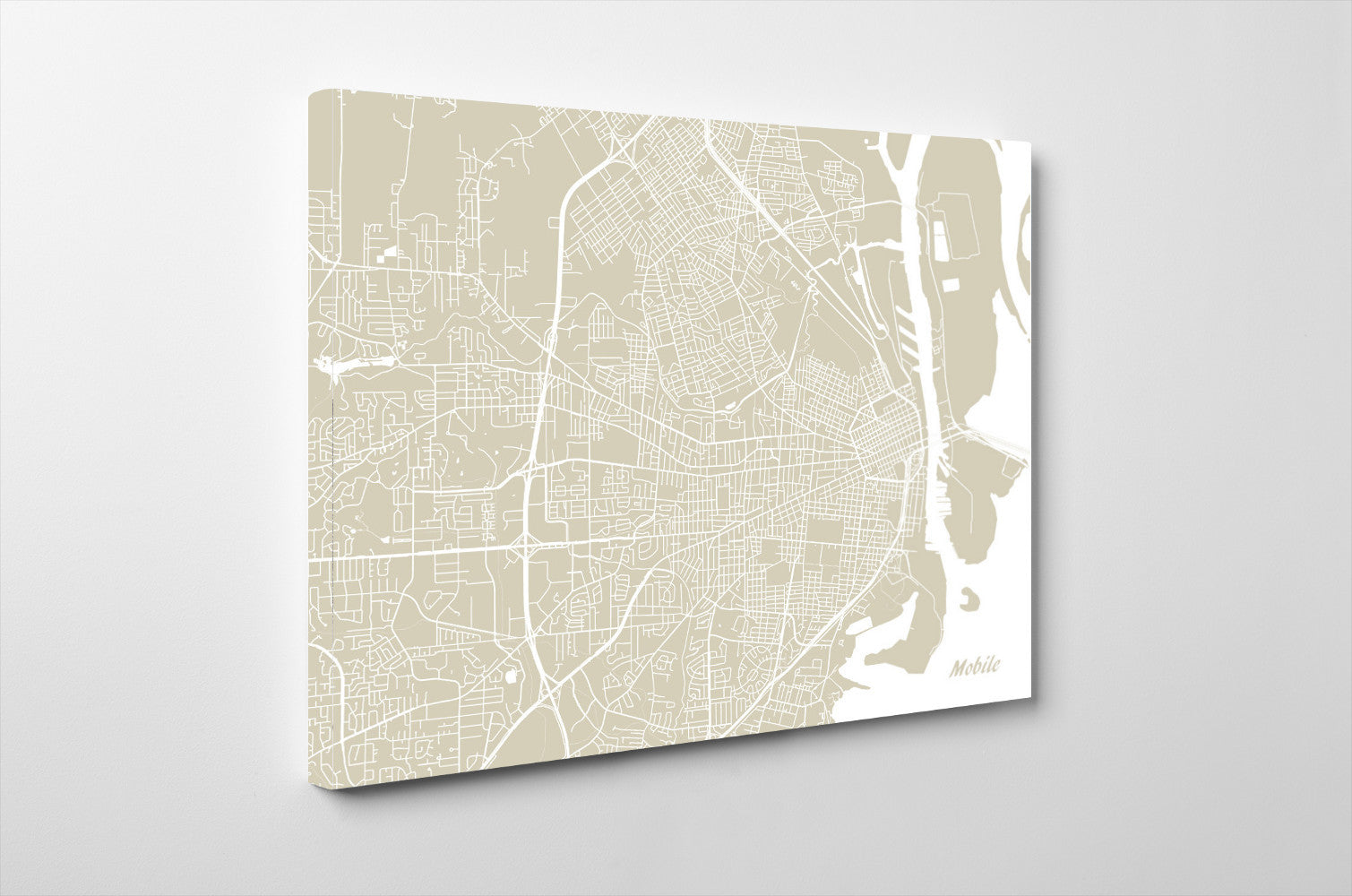 Mobile, Alabama City Street Map Print Feature Wall Art Poster