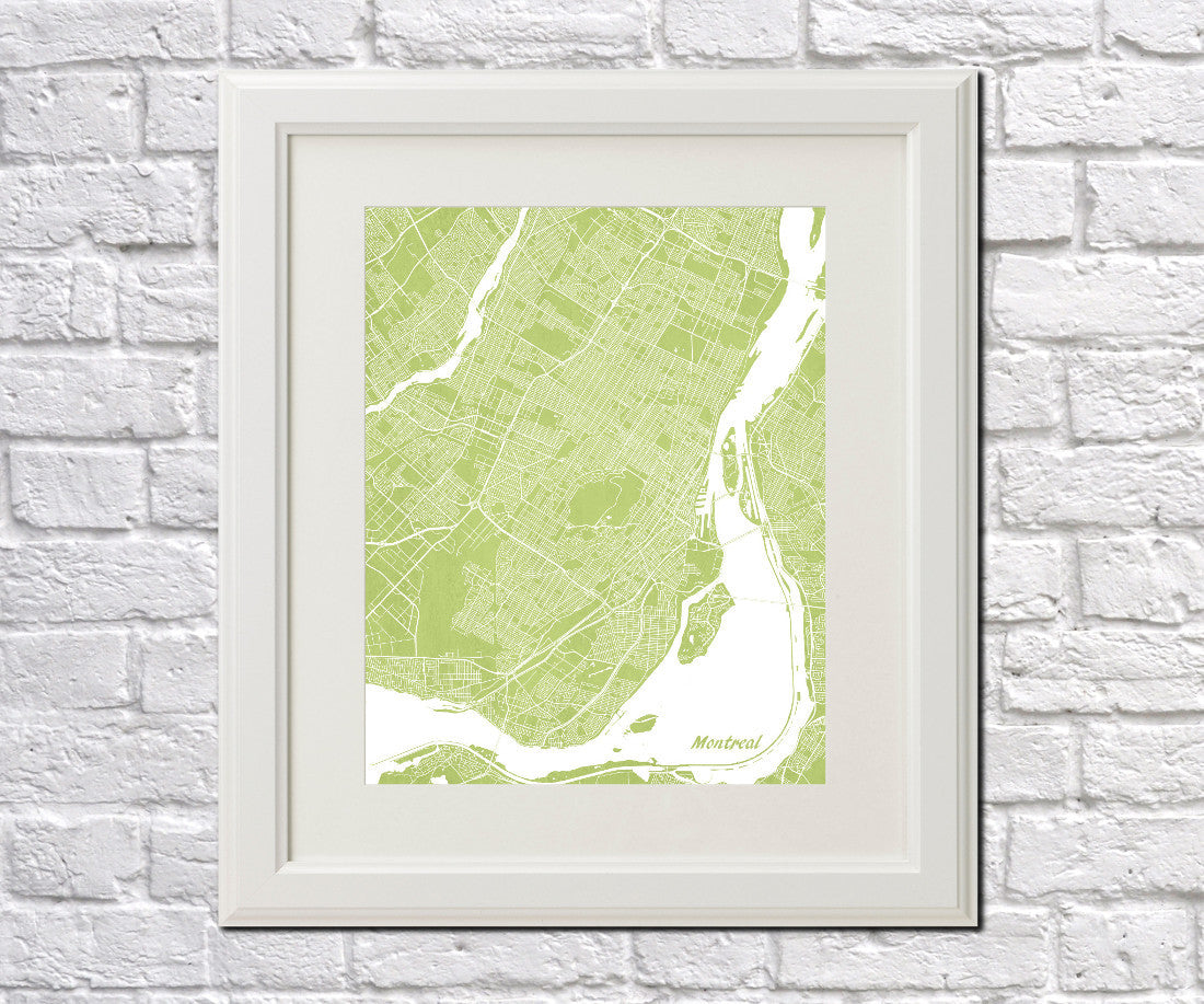 Montreal City Street Map Print Modern Art Poster