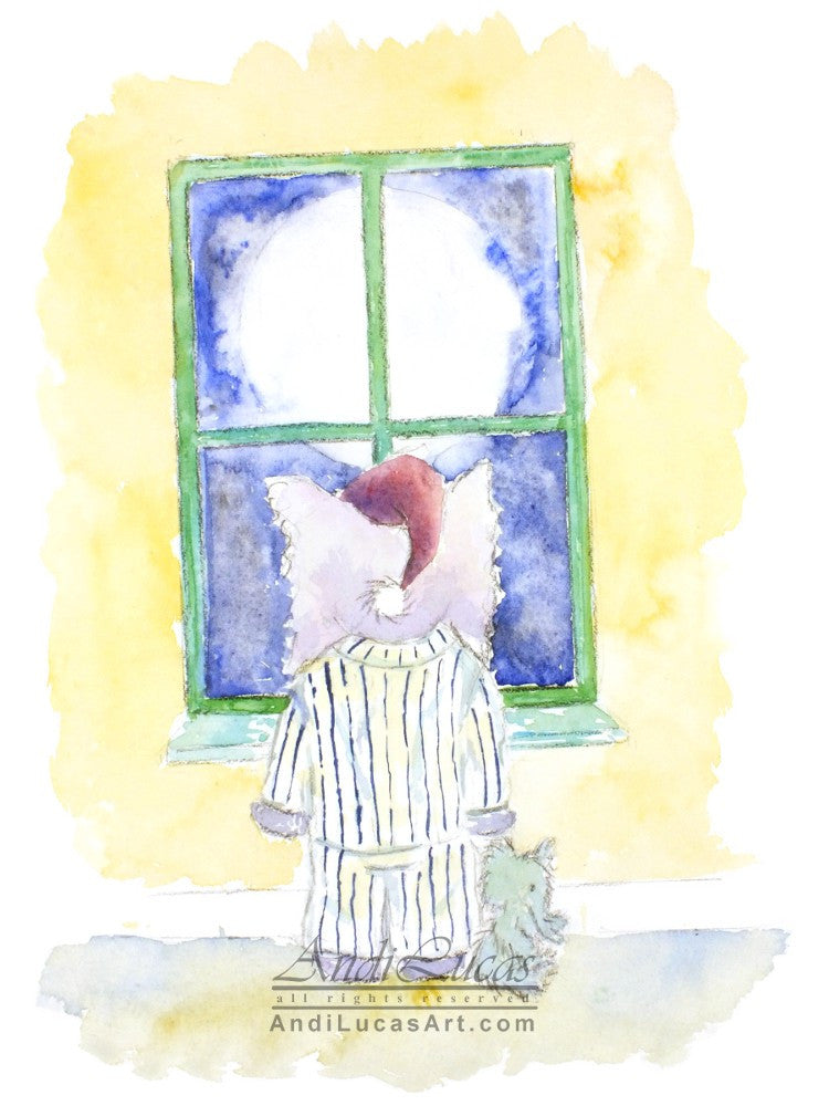 Elephant Bedtime Cute Children's Nursery Wall Art Print