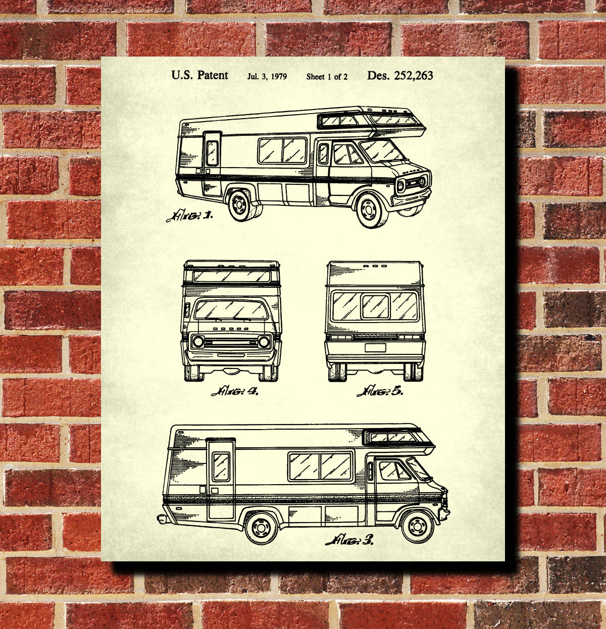 Motorhome Patent Print, RV Blueprint Camping Outdoors Poster