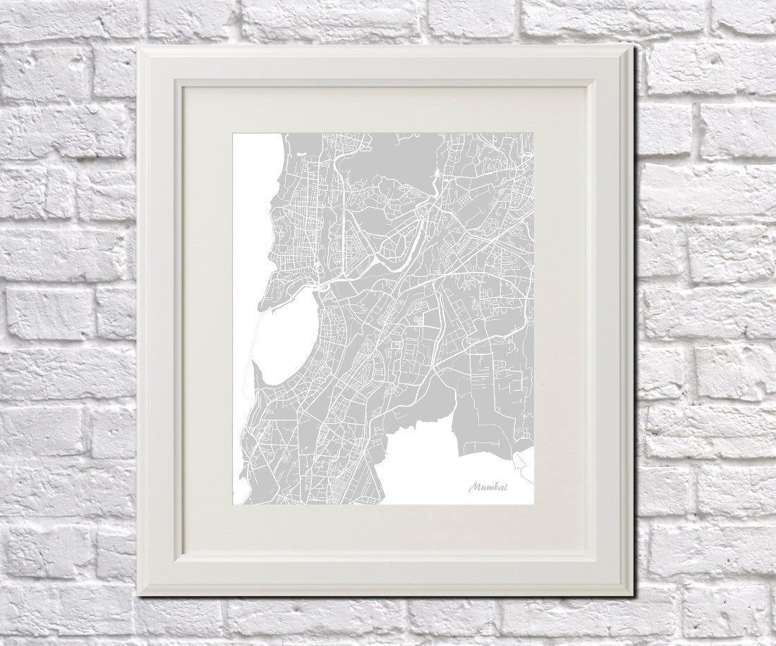Mumbai City Street Map Print Feature Wall Art Poster