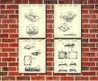 Music Players Patent Prints Set 4 Music Formats Blueprint Posters