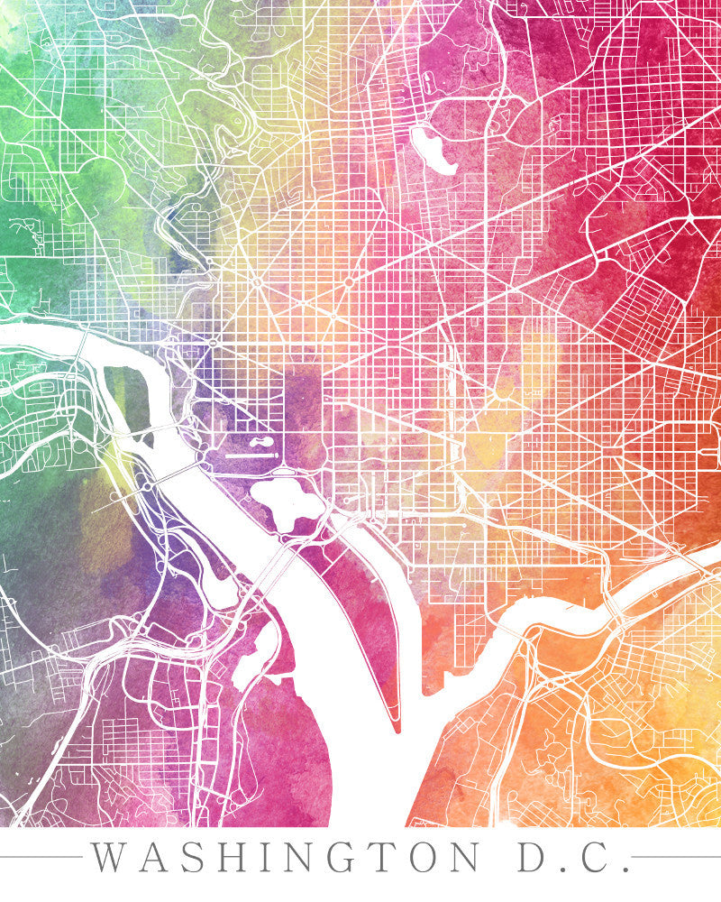 Washington D.C. City Street Map Print Modern Art Poster