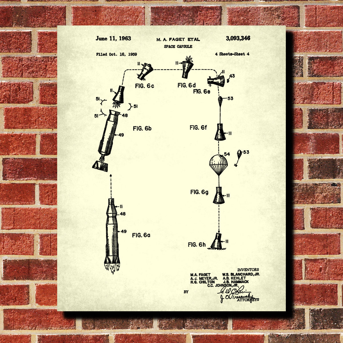 NASA Space Capsule Patent Print Astronaut Wall Art Poster – GalleryThane