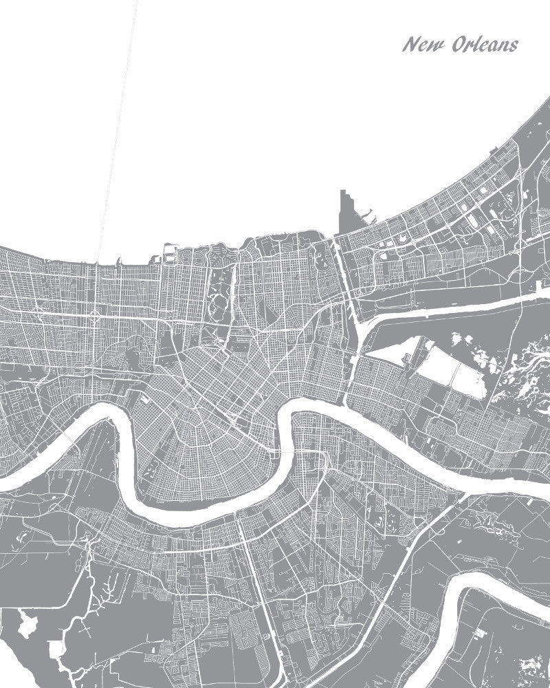 New Orleans City Street Map Print Modern Art Poster - OnTrendAndFab