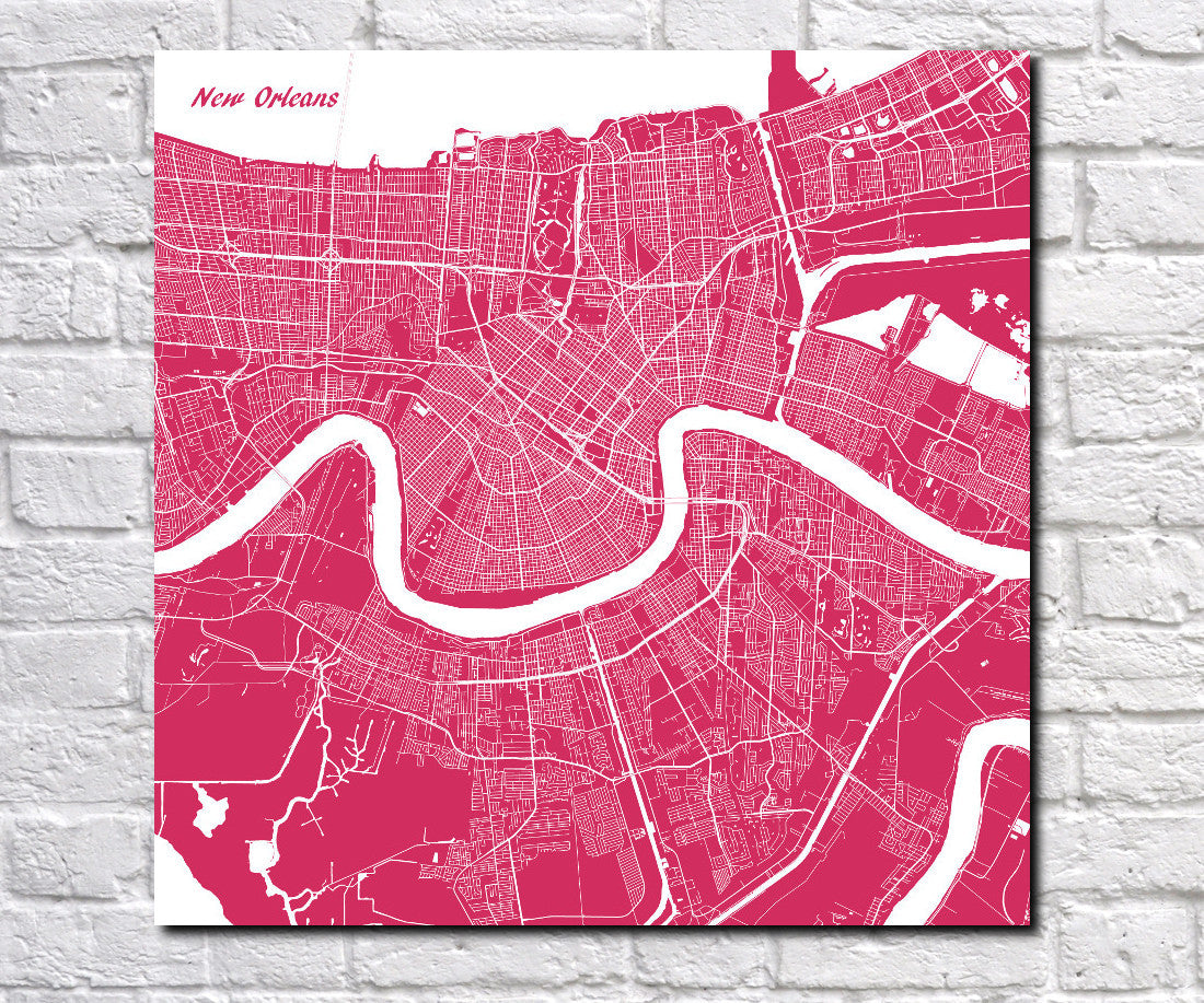 New Orleans City Street Map Print Custom Wall Map Poster - OnTrendAndFab