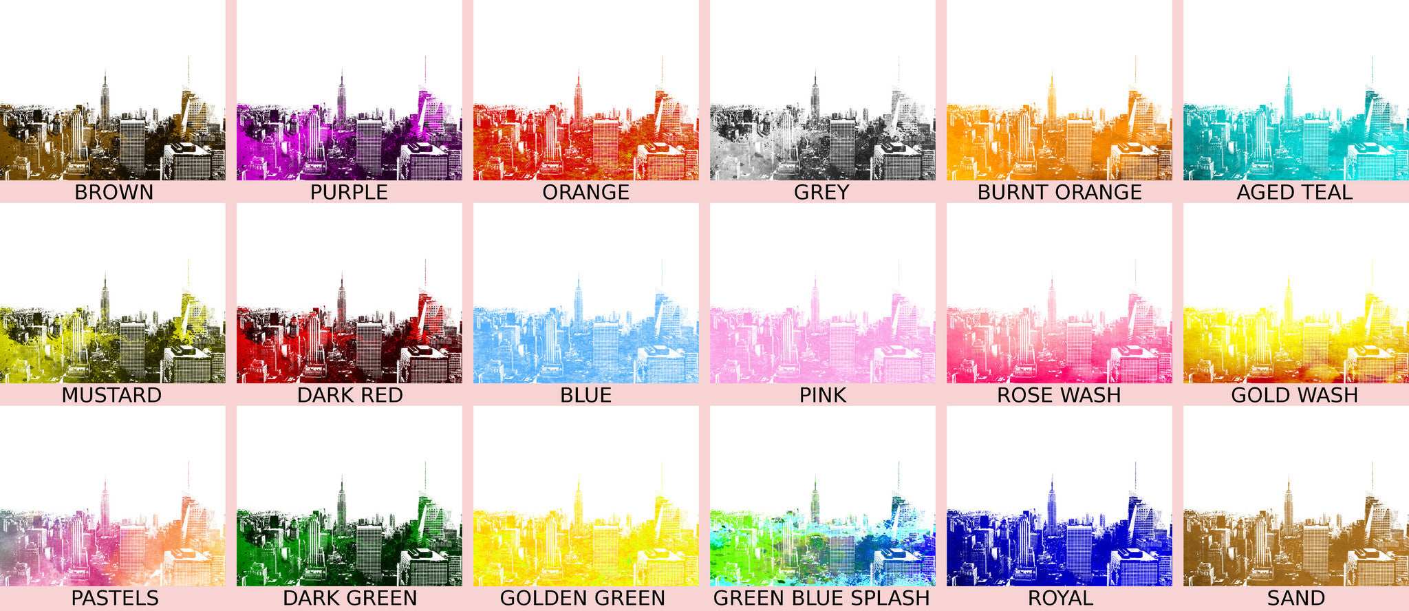 New York City Skyline Print Landscape Poster Feature Wall Art