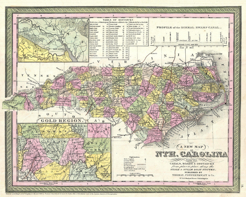 North Carolina State Map Print Vintage Poster Old Map as Art - OnTrendAndFab