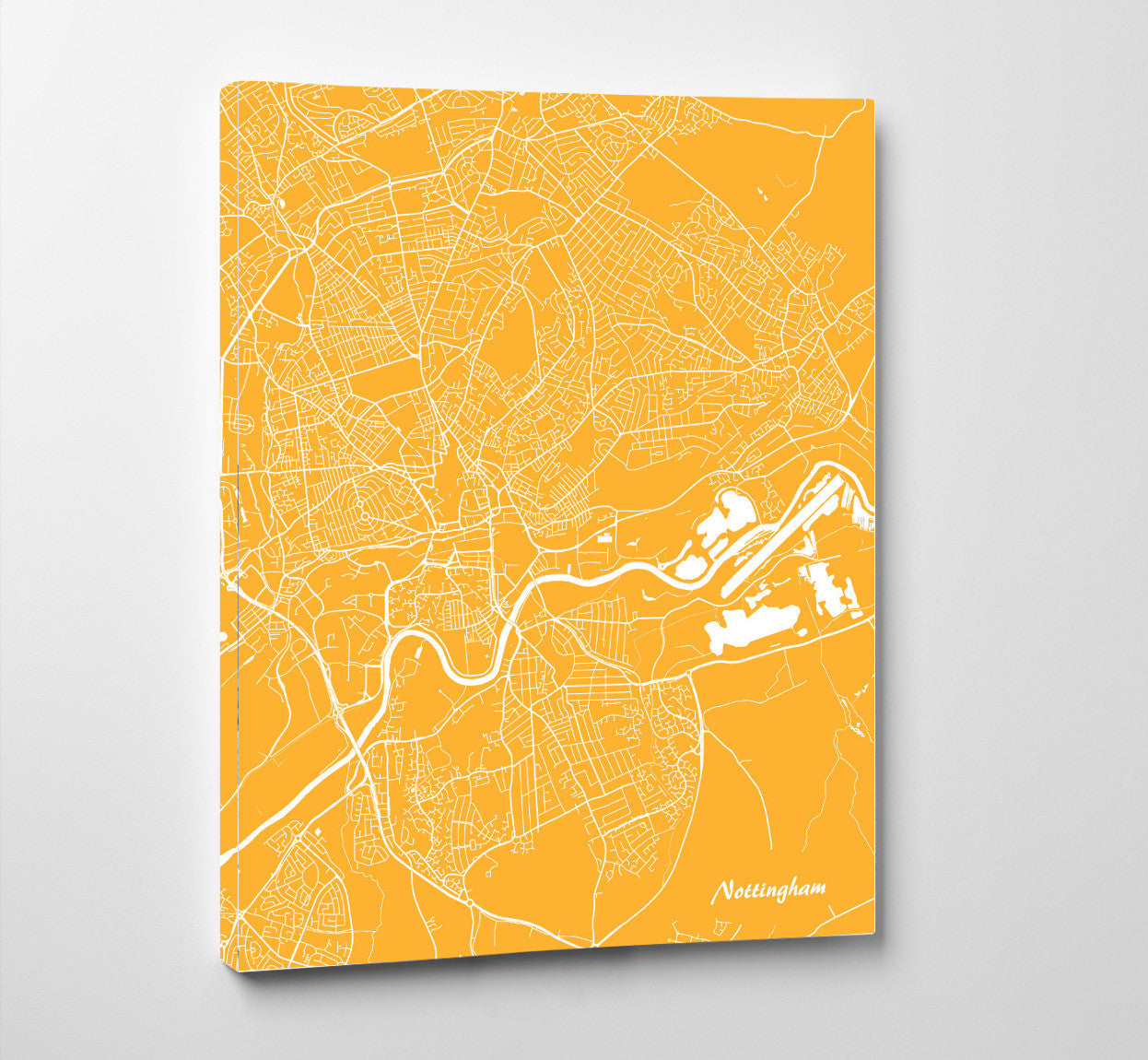 Nottingham City Street Map Print Feature Wall Art Poster