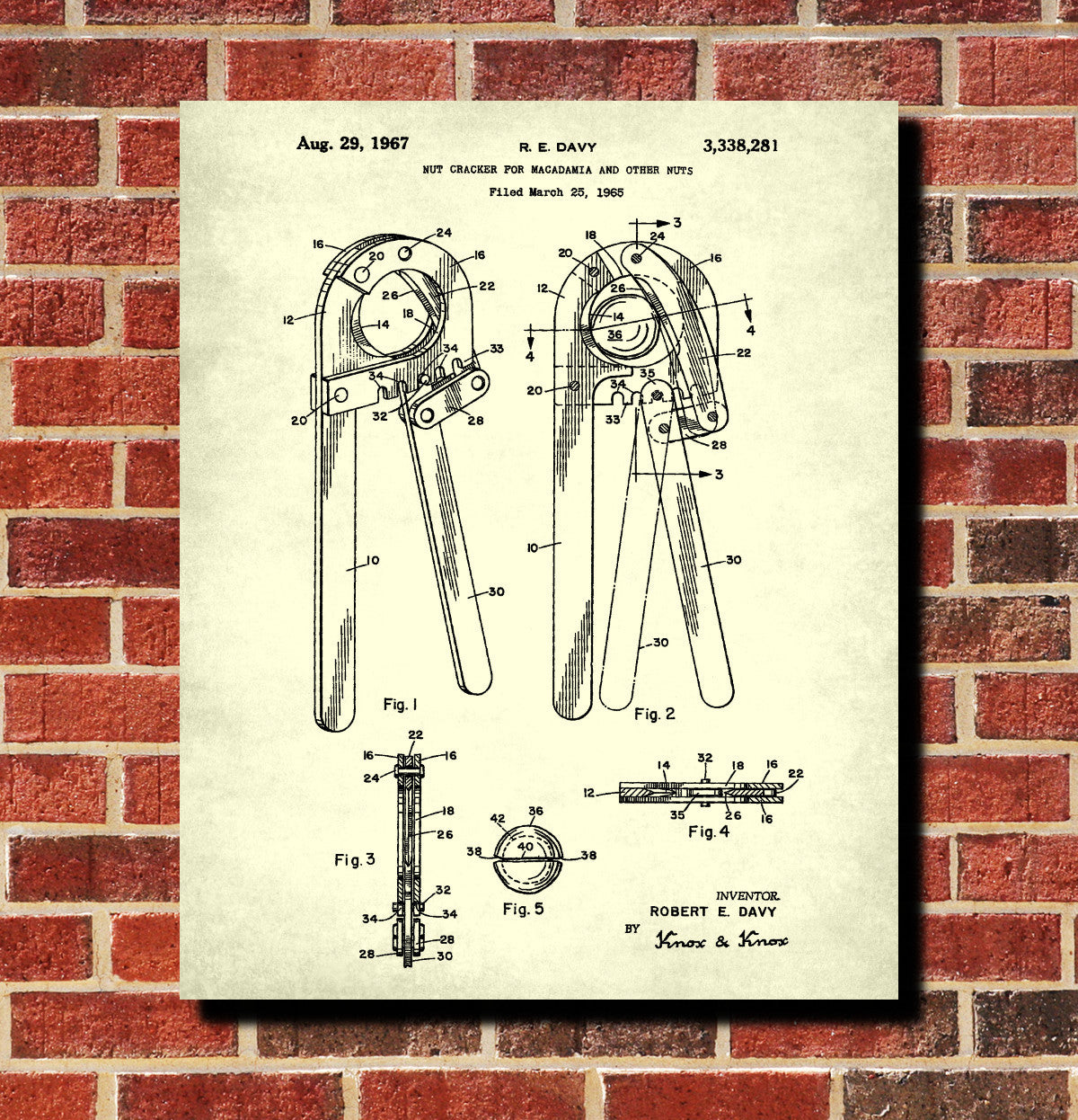 Nut Crackers Patent Print Cafe Blueprint Kitchen Decor