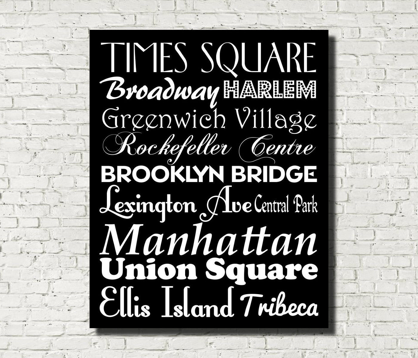 New York City Neighbourhood Print Typography Scroll