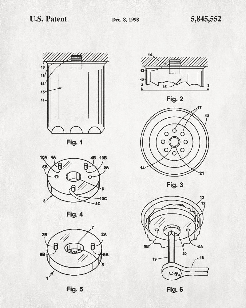 Oil Filter Patent Print Garage Blueprint Workshop Poster
