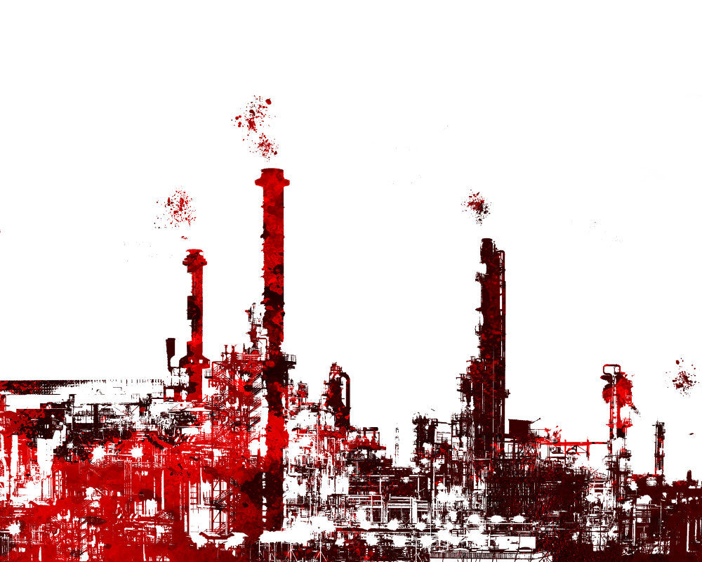 Oil Refinery Print City Industrial Landscape Poster Feature Wall Art