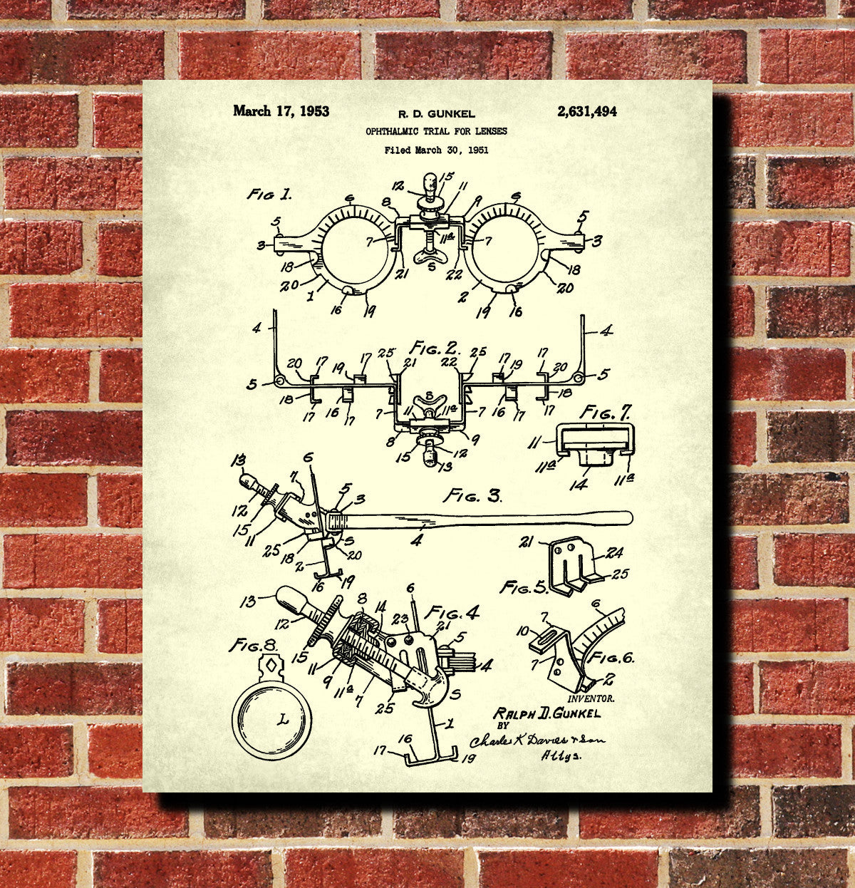 Optometrist Blueprint Eye Doctor Patent Print Optician Poster