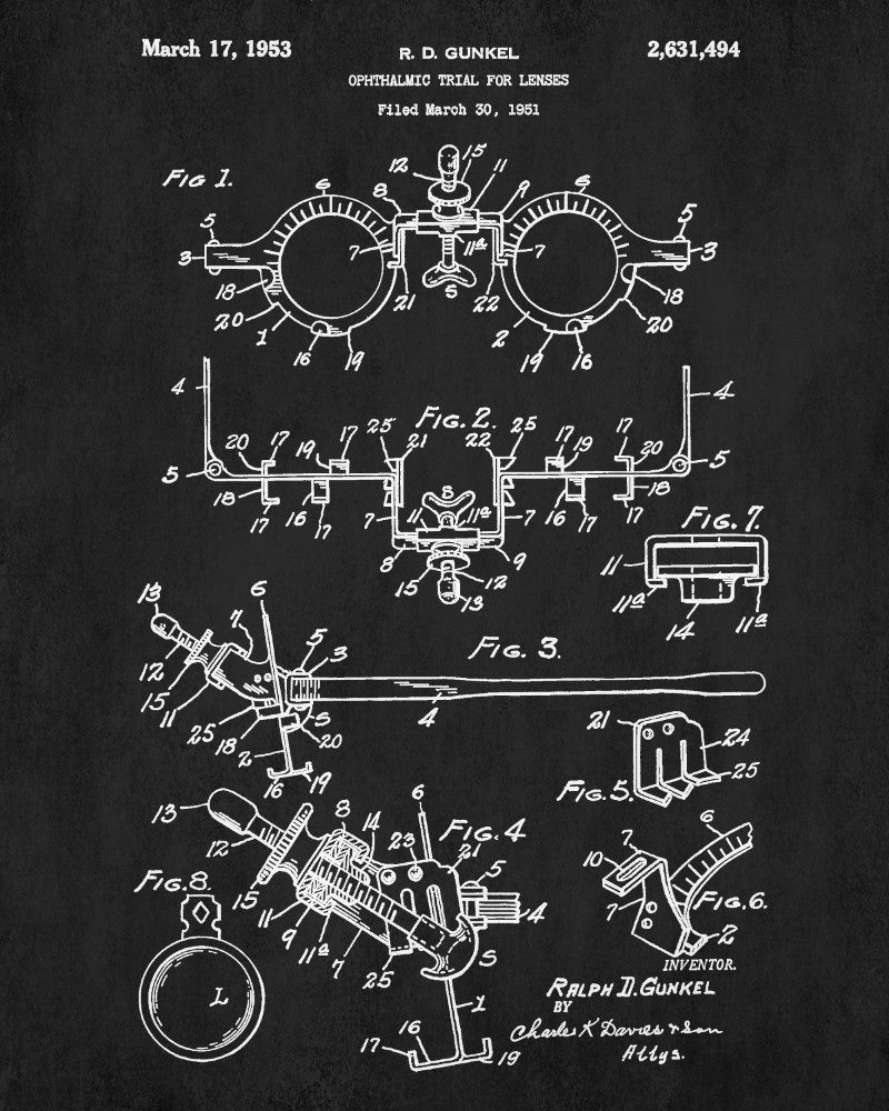 Optometrist Blueprint Eye Doctor Patent Print Optician Poster