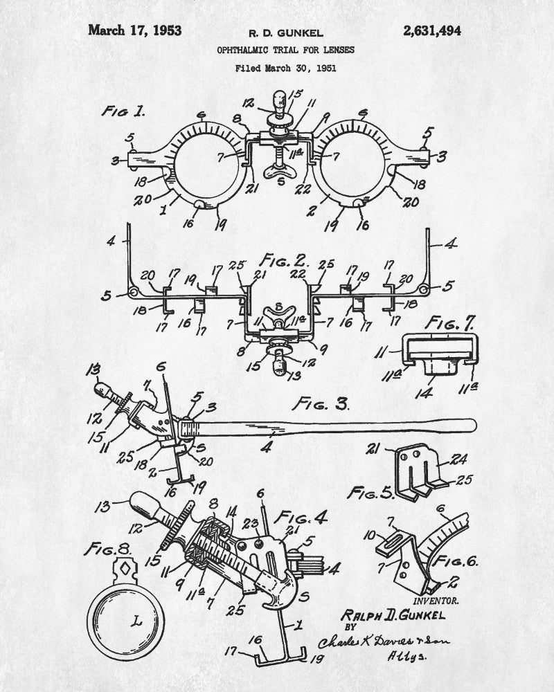 Optometrist Blueprint Eye Doctor Patent Print Optician Poster