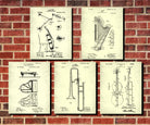 Orchestral Instruments Patent Prints Set 5 Music Posters