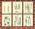 Musical Instruments Wall Art Posters Orchestra Patent Prints Set 6B