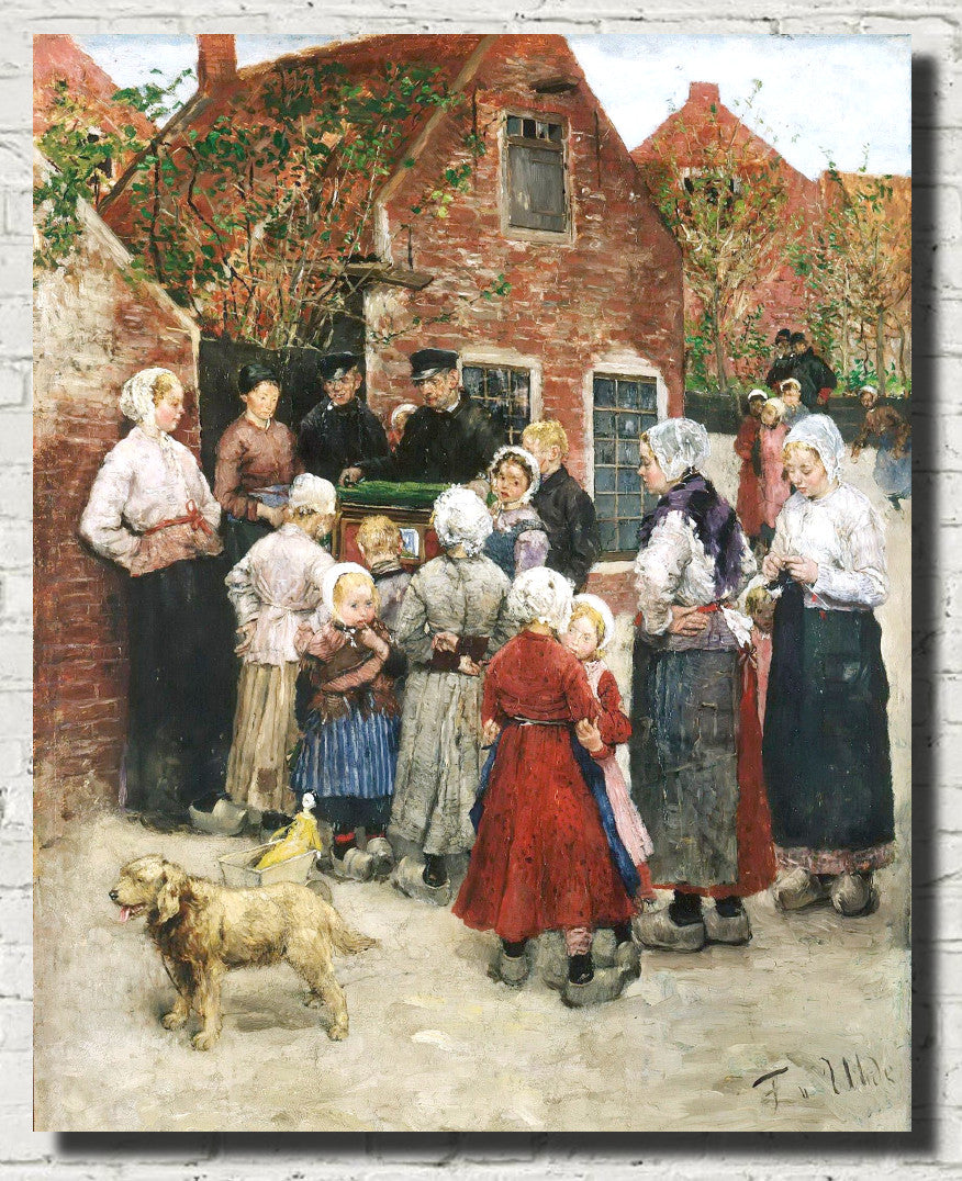 Fritz von Uhde Fine Art Print : Organ Grinder