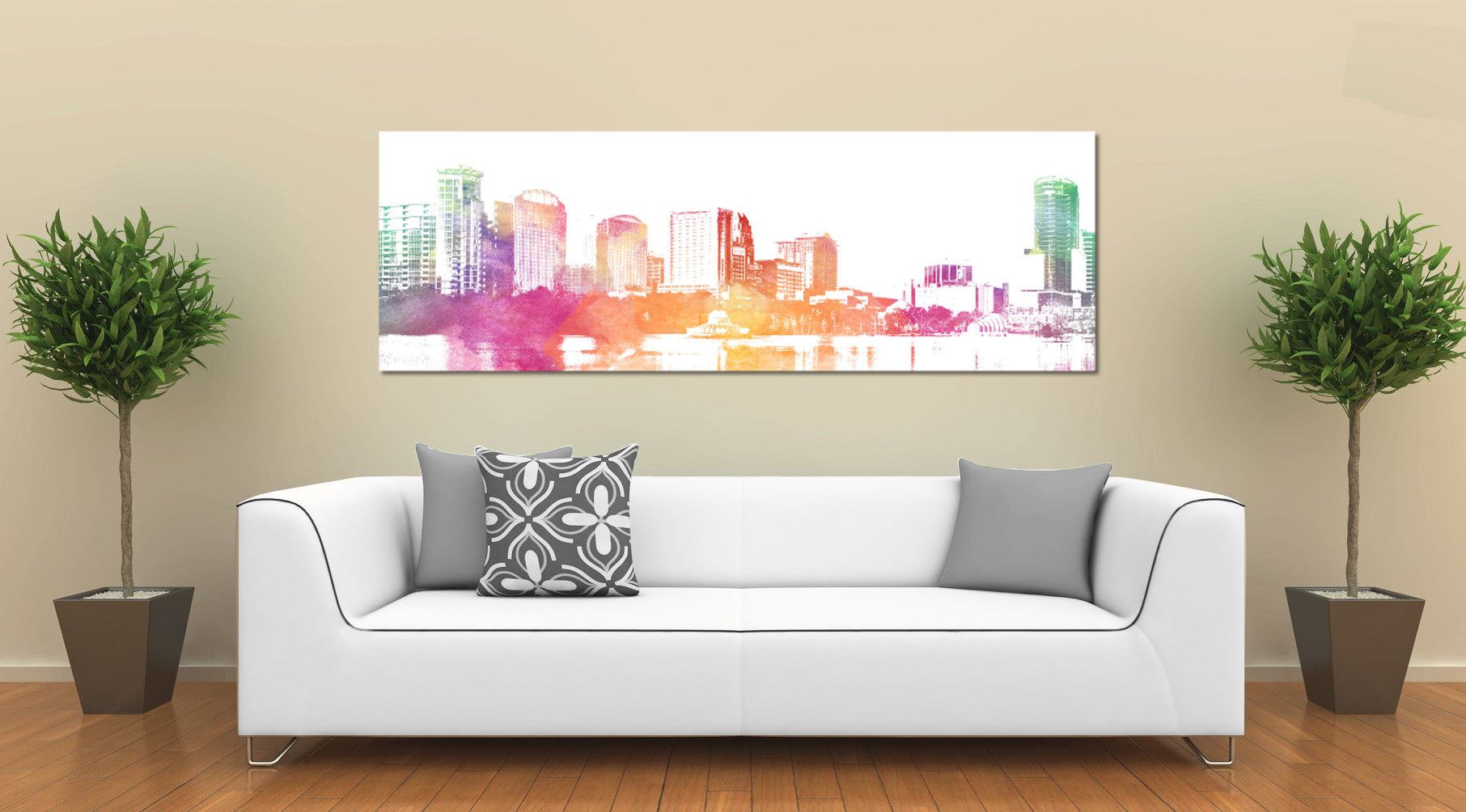 Orlando Skyline Poster Panorama City Street Scene Art Print 5364