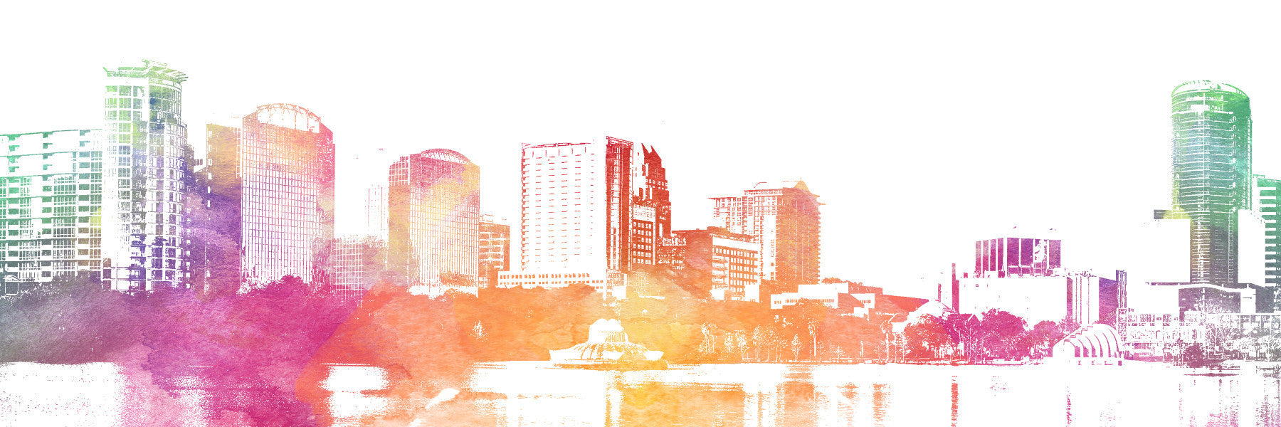 Orlando Skyline Poster Panorama City Street Scene Art Print 5364