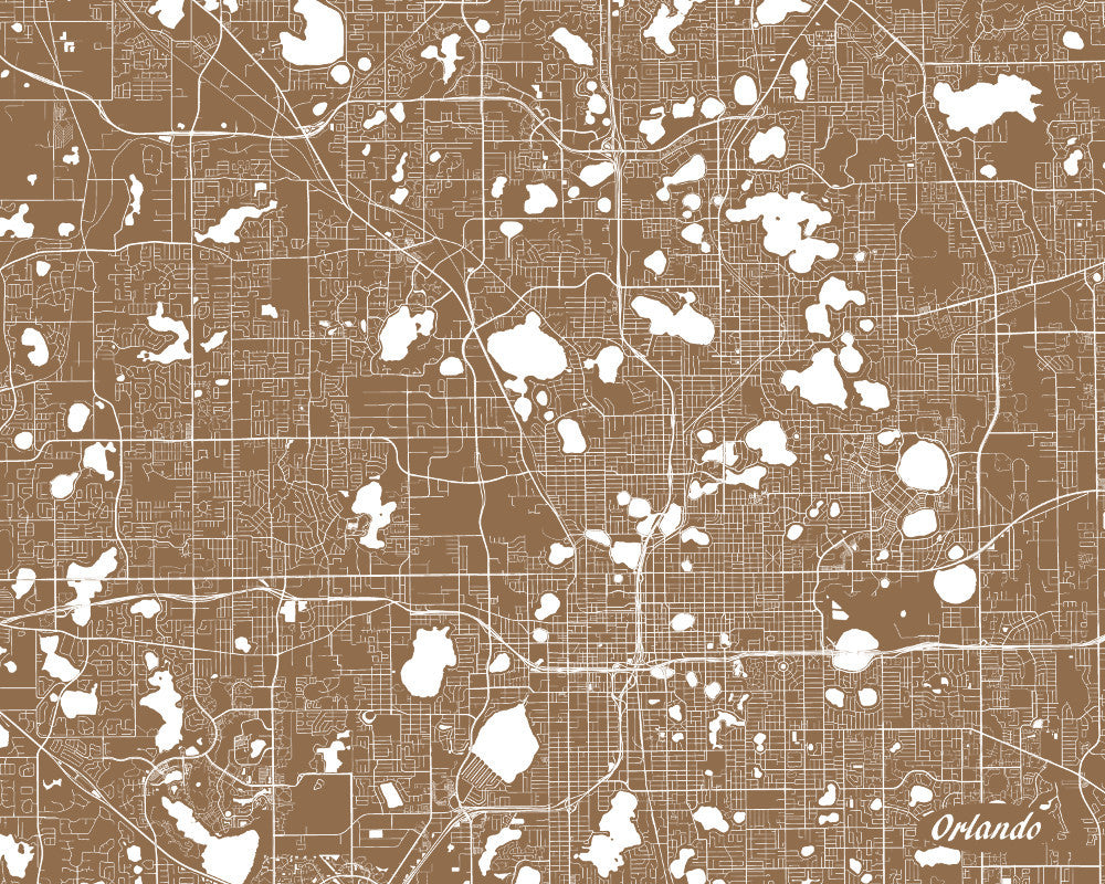 Orlando City Street Map Print Feature Wall Art Poster
