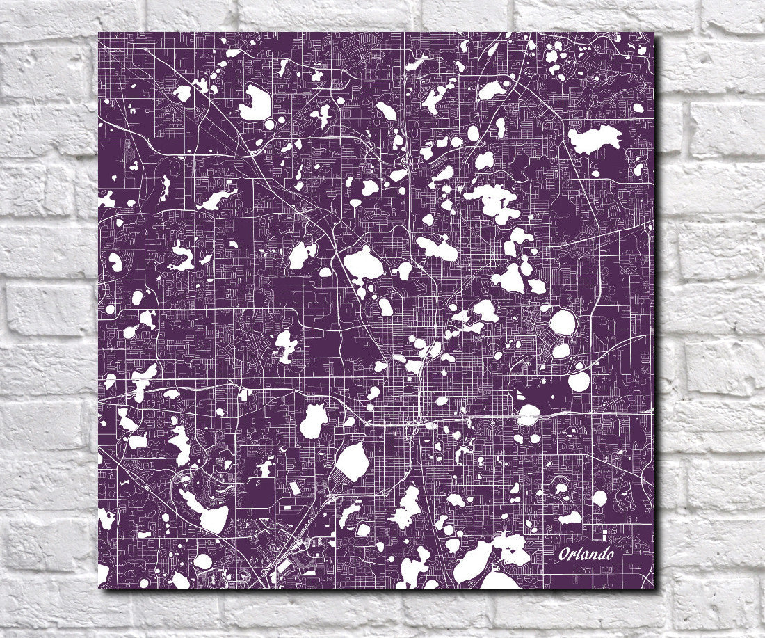 Orlando, Florida City Street Map Print Custom Wall Map