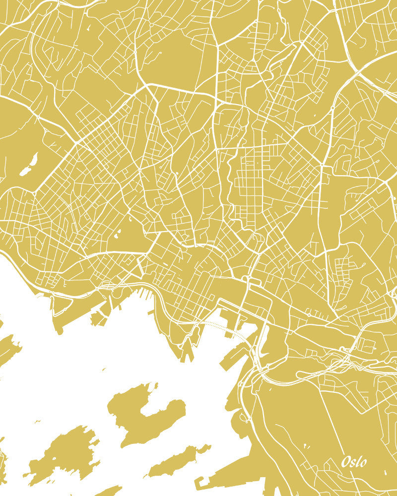 Oslo City Street Map Print Modern Art Poster Home Decor - OnTrendAndFab