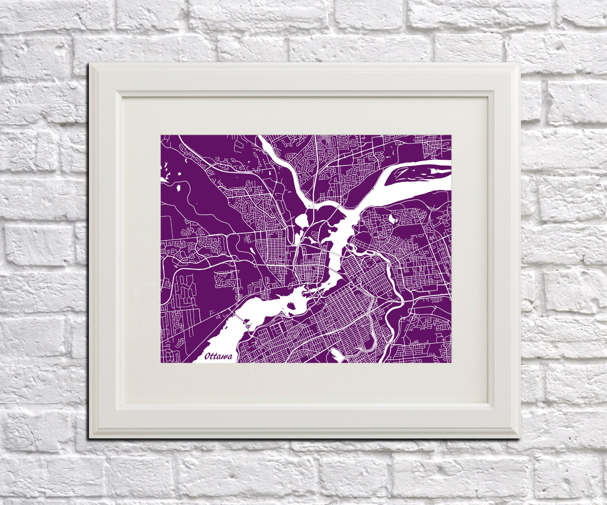 Ottawa City Street Map Print Feature Wall Art Poster