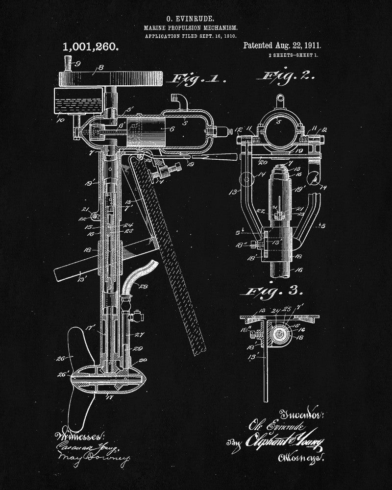 Outboard Motor Patent Print Boating Blueprint Outdoors Poster - OnTrendAndFab