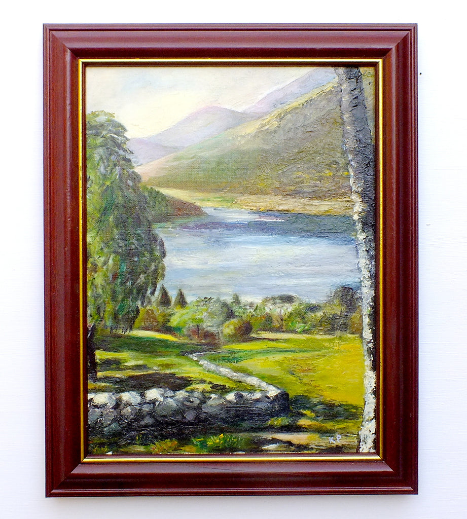 Scottish Landscape Vintage Oil Painting Signed Framed Mountain Scene