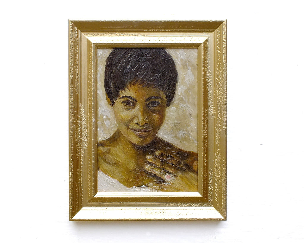 Young Woman Portrait Oil Painting Signed, Framed