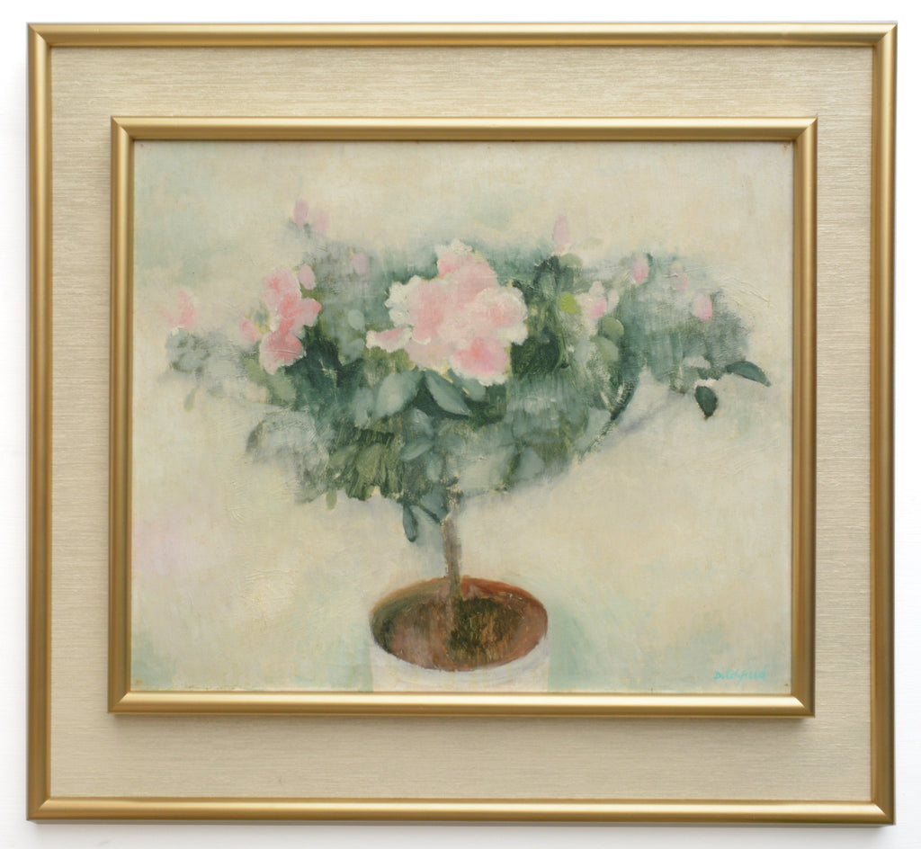 Pink Roses Large Still Life Floral Vintage Oil Painting Framed