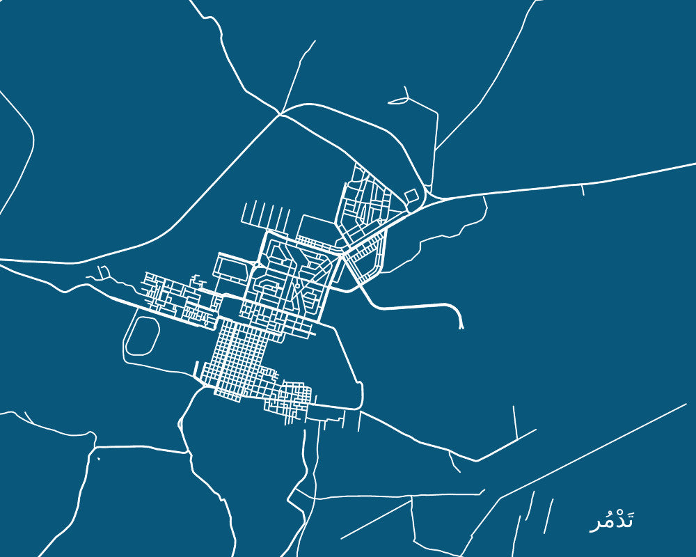 Palmyra, Syria City Street Map Print Feature Wall Art Poster