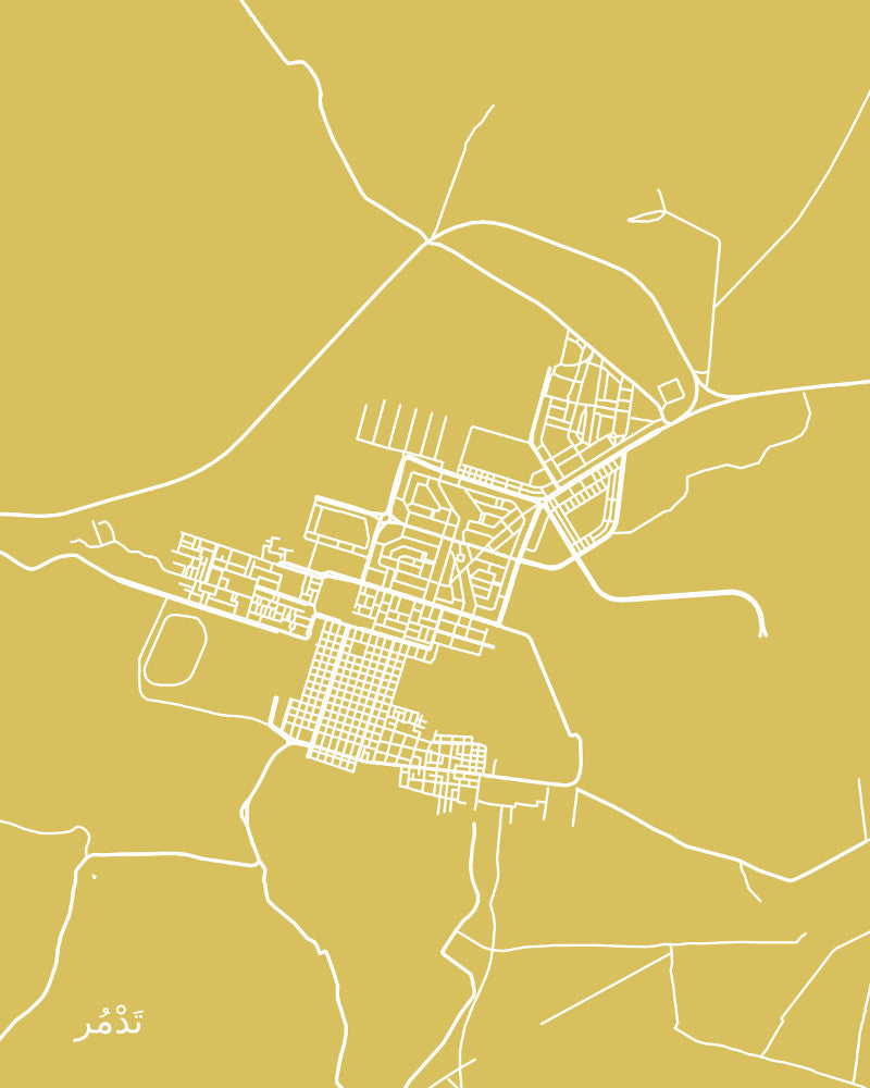 Palmyra, Syria City Street Map Print Feature Wall Art Poster