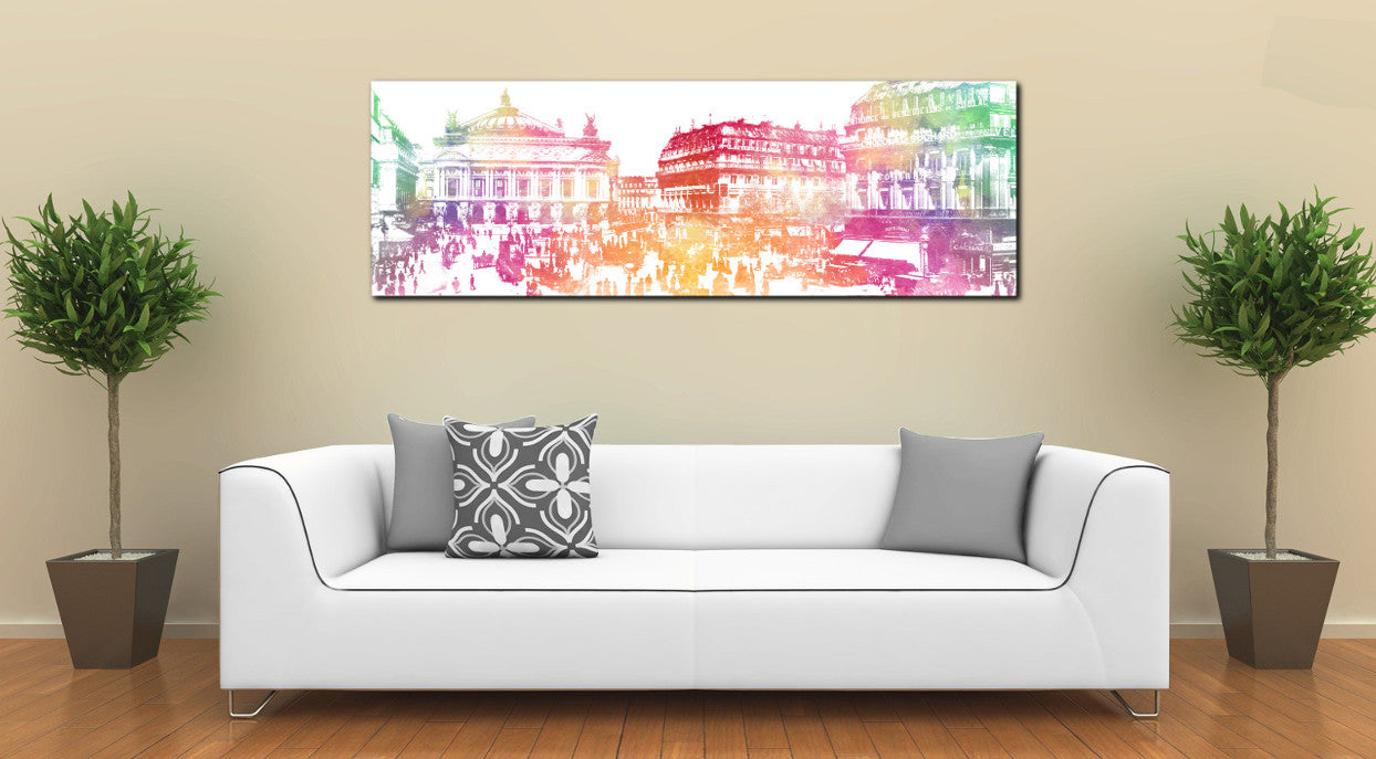 Paris Opera Poster Vintage Panorama City Street Scene Art Print 5361